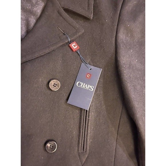 Chaps Men's Classic Double Breasted Overcoat Coat 36 Reg Black - Picture 3 of 10